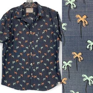 Free Planet men’s short sleeve button down shirt tropical palm tree print, XL﻿﻿﻿